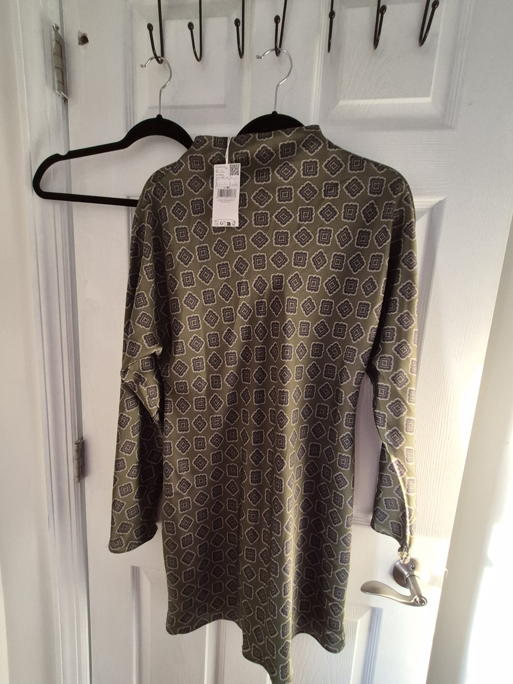 Mango Olive Geometric Midi Dress